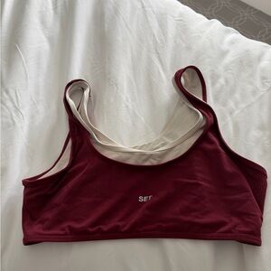 SET Active Burgundy layered Sports Bra